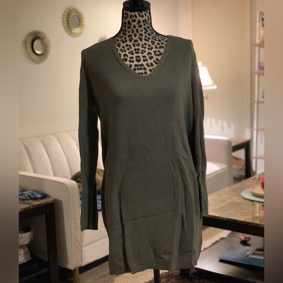 A New Day | Olive Ribbed Sweater Dress | Size M - Picture 1 of 5